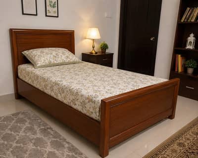 LIKE-NEW WOODEN SINGLE BED + MEDICATED MATTRESS | ONLY 1 MONTH USED