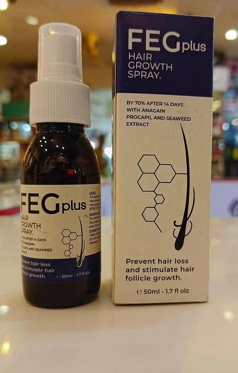 FEG PLUS Hair & Beard Regrowth Spray 50ml – Anti Hair Loss Formula. .