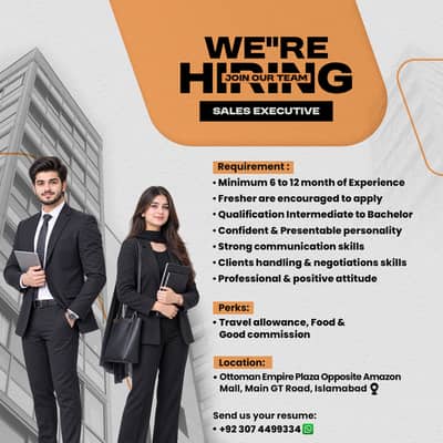 We are hiring sales executives males & females confident, presentable.