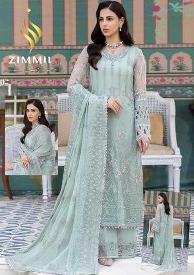 Flossie Festive Collection - Heavy Organza Embroidered 3 Piece Suit