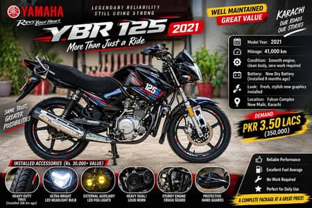 Yamaha YBR 125 (2021) | Fully Loaded | 30k+ Accessories  | Karachi