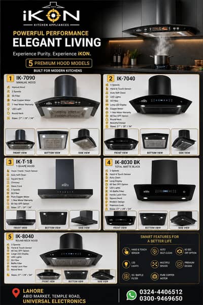 iKON KITCHEN HOODS PURE COOPER MOTER & PREMIUM QUALITY