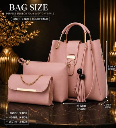 Premium 3-Piece Women’s Leather Handbag Collection