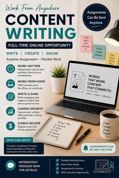 Part-Time Content Writer Needed – Online Work From Home