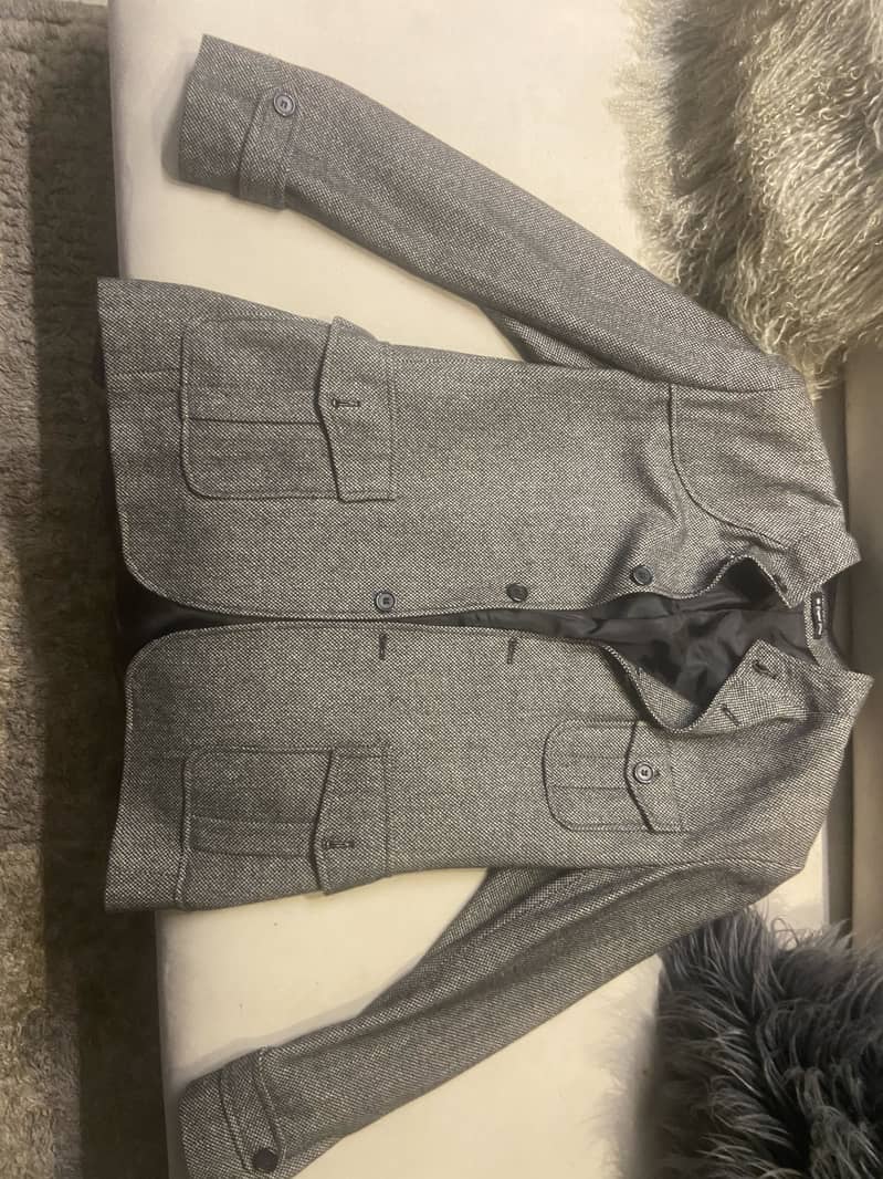 Grey padded shoulder jacket 0