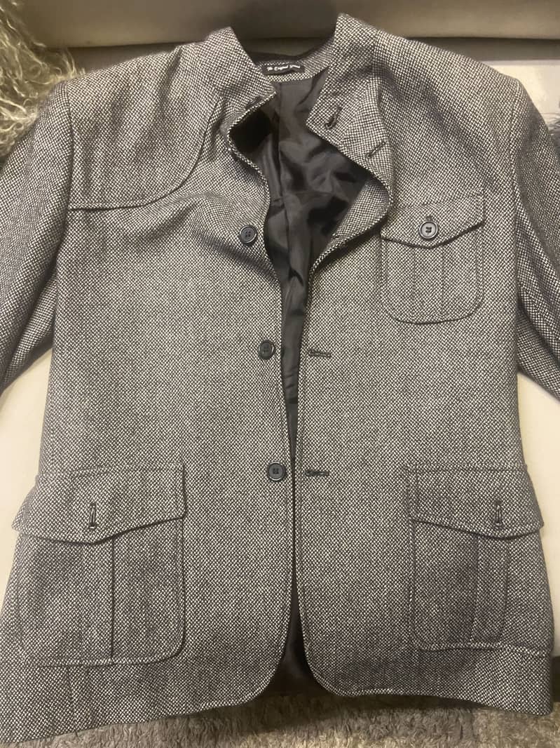 Grey padded shoulder jacket 1
