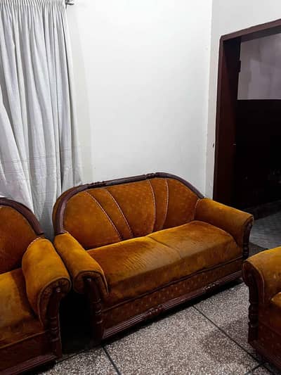 6 Seater Wooden Sofa Set – Solid Teak Wood