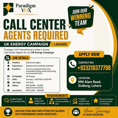 Call Center Agents Required | Sales | UK Campaign | Jobs in Lahore