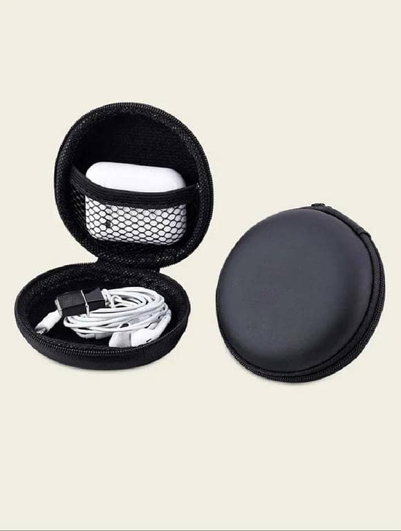 Pack of 1 2 3 Zippered EVA Storage Case for Earphones, Cables & Accessories | Mini Hard Zip Pouch for Bluetooth Earbuds, USB Chargers & Travel