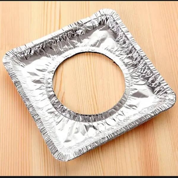 10Pcs Aluminum Foil Stove Burner Covers for Gas Stoves – Square, Heat-Resistant, Disposable