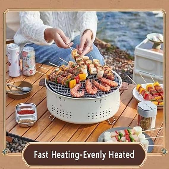Charcoal Barbecue Grill — Portable Tabletop Camping Stove and Smoker