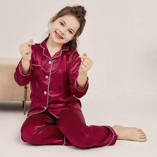 New Amazing Silk Night Suit for Kids – Premium Shirt & Trouser Nightwear Set for Boys & Girls