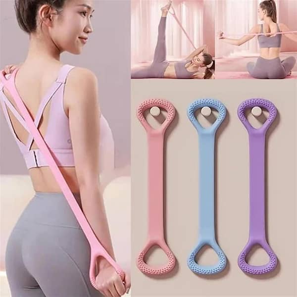 Yoga Belt Stretch Strap Figure 8 Resistance Band with Non-Slip Handles | Yoga Stretching Belt | Exercise Resistance Band for Yoga Pilates Gym Fitness Physical Therapy