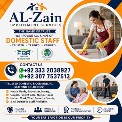 Maids / House Maids / cook / House chef / Baby Sitter maid available