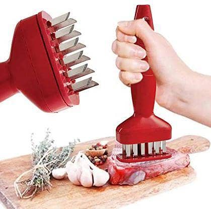 Techmanistan Multicolor Mini Meat Tenderizer Spring-loaded Meat Tenderizer Meat Chopper w/ 12 Sharp Stainless Steel Blades Meat Chopper, Stainless Steel Blade Mini Meat Tenderizer