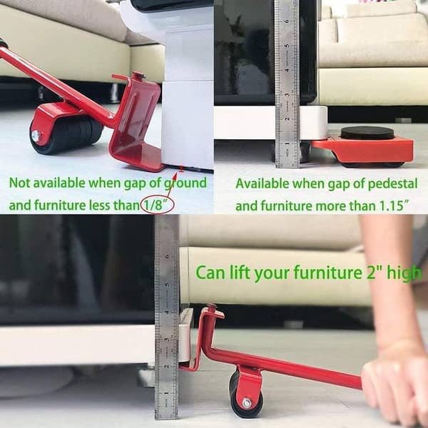 Techmanistan 5-Piece Furniture Moving Tools Set with Heavy Lifter, 360° Rotating Wheels, and Wheel Bar for Easy Transport