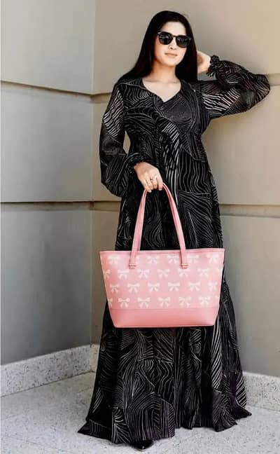 Chic Blush Pink Coquette Bow Pattern Shoulder Tote Bag