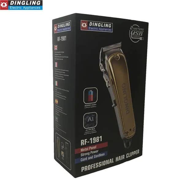Dingling RF-1981 Wireless Electric Hair Clipper - Professional Hair Cutting Machine