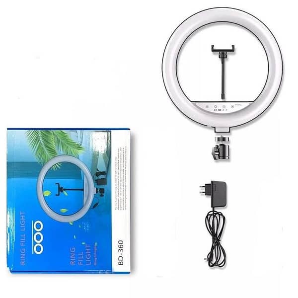 BD-360 36CM LED Ring Fill Light with Three Lighting Modes and Phone Holder (Stand Not Included)
