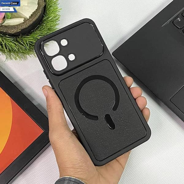 Xiaomi Poco C85 Black Silicone Back Cover with MagSafe-Compatible Design
