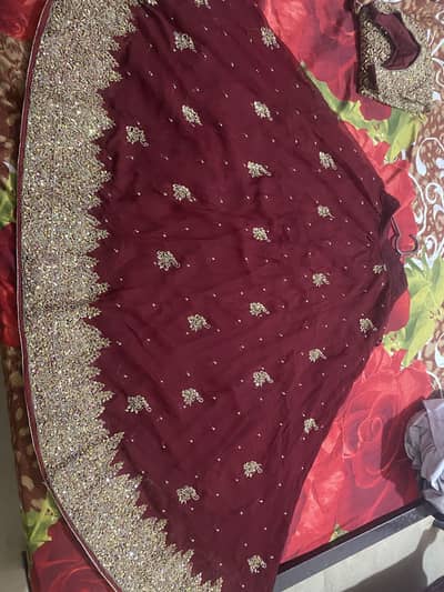 Heavy Bridal Maroon lehnga choli 3 piece - Like New - Karachi