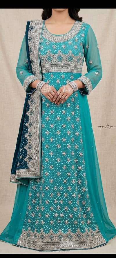 Turquoise Bridal Maxi by Aura Elegance For Sale