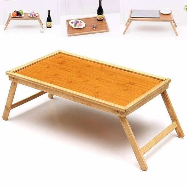 Folding Wooden Laptop Table and Serving Tray (Beach Wood)