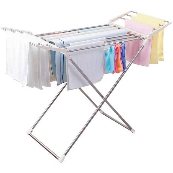 Stainless Steel Compact Folding Drying Rack with Side Wings for Enhanced Drying Space