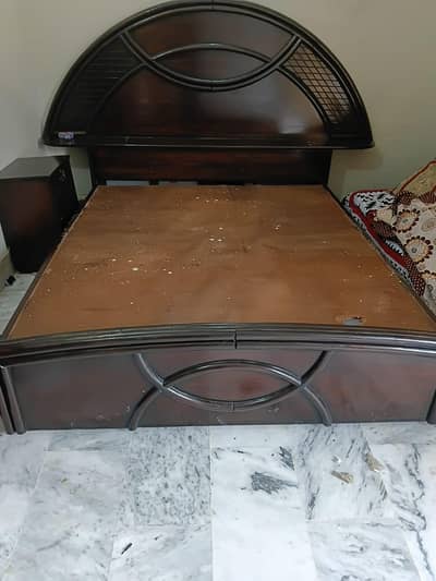 Traditional Semi-Circular Arched Wooden Double Bed with side tables