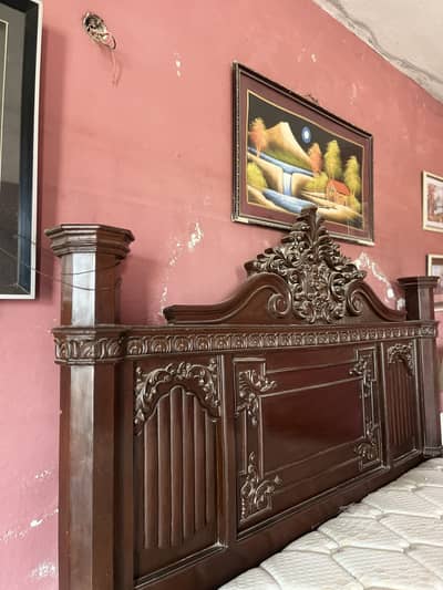 Wooden bed with side table pure