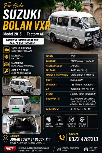 Suzuki Bolan AC Total Genuine / Clean Condition for Sale