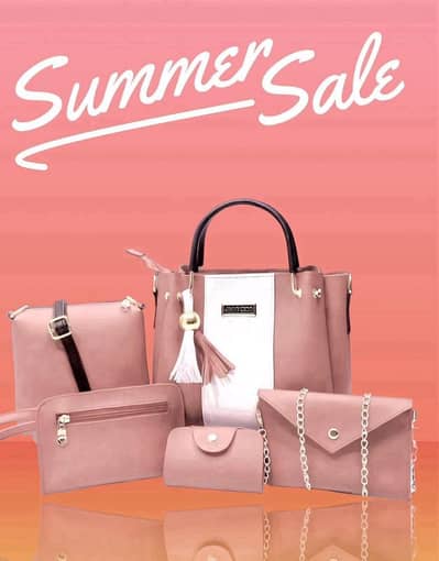 Women's Luxury 5-Piece Rexine Handbag Set