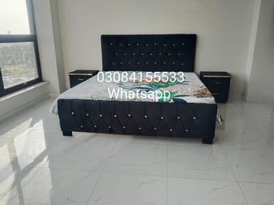 Double Bed Wooden/Poshish Bed Side Tables/Double Bed Set