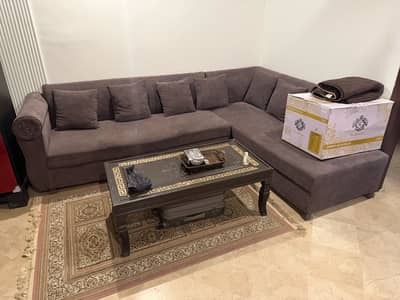 L Shape sofa + 2 tables + 1 matress all for sale