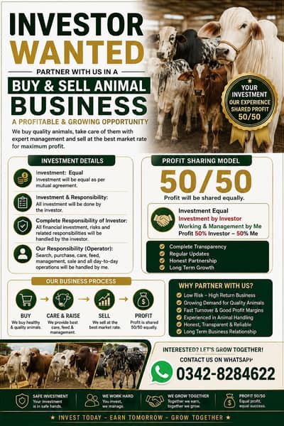 Need Investor For Animal Buy and Sell Business
