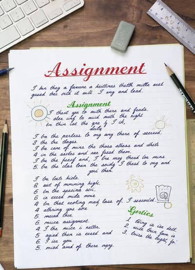 handwriting assignment