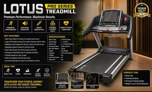 LOTUS Commercial Treadmill | Heavy Duty Motorized Running Machine |