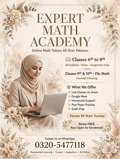 Online Maths Tution-Female Teacher-Free Demo