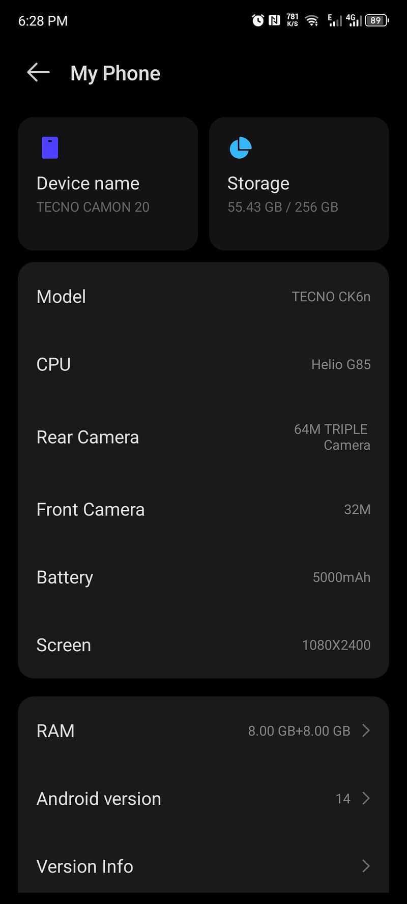 Tecno CAMON 20 0