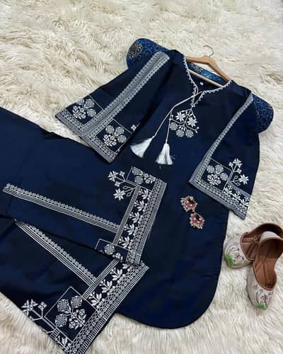 Turquoise Aari Embroidered  2-piece Bareeza Cotton Suit