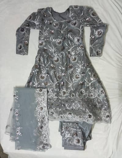 Gray Dress on Net and Sitari