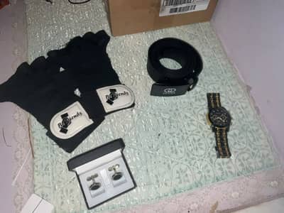 Belt , Watch , cufflinks and Gym gloves for sale