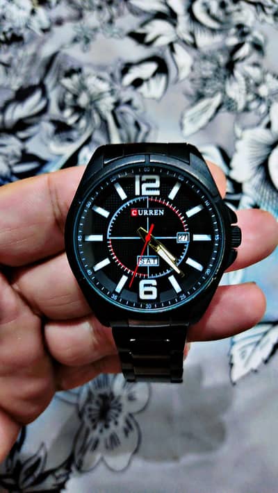 CURREN Original Men's Black Watch - Steel Chain | Day & Date | Rs 4000