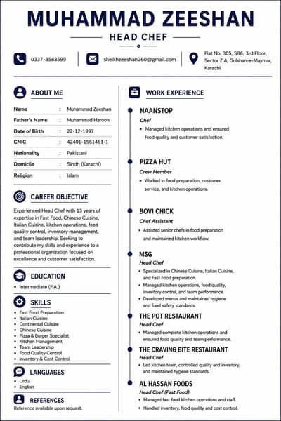 iAm Pizza Or Fastfood Chef i Need Job
