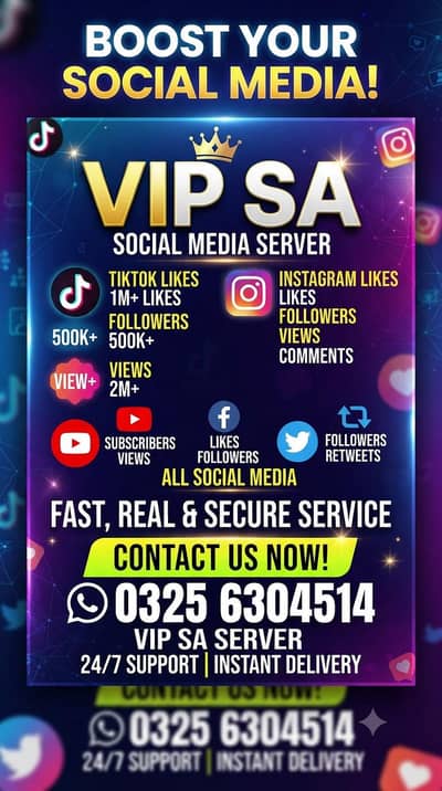 TikTok likes followers views all social media server available