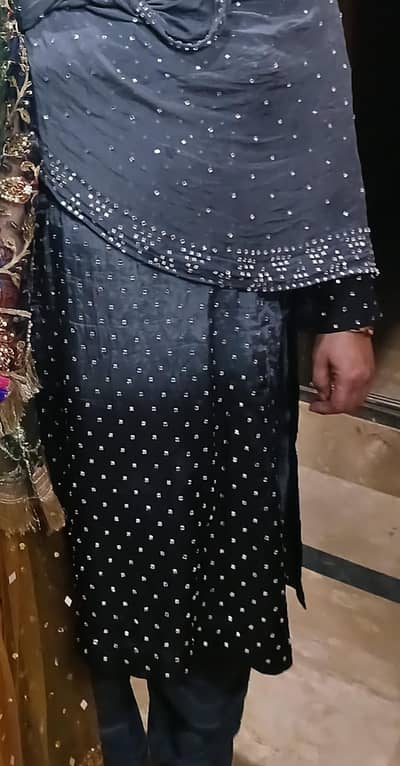  Classic Navy Blue Silk Suit with Dupatta 