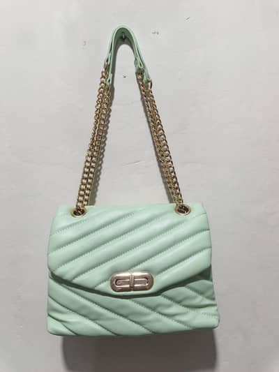 Primark Ladies Handbag, Mint Green, Quilted Design,
