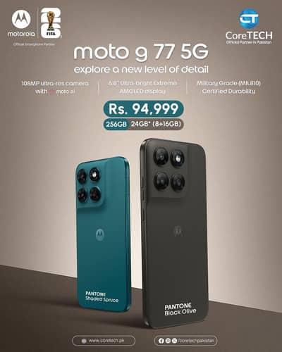 Motorola Moto G77 Box0ack Offical PTA Approved Boxpack Available