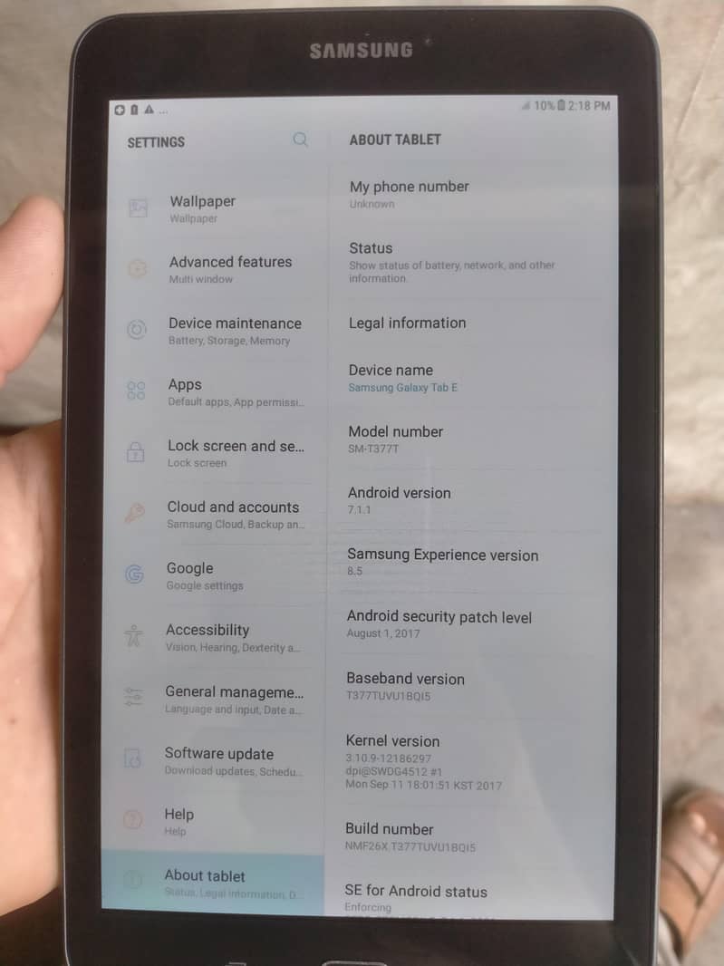 Samsung tab e non pta 5