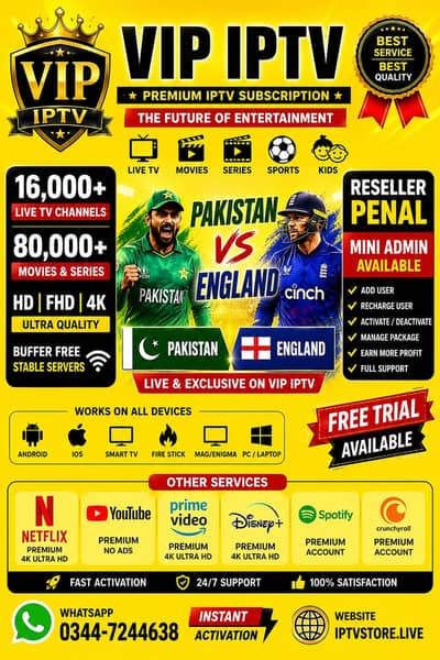 IPTV Subscription – HD/FHD/4K | Sports, Movies & Live TV